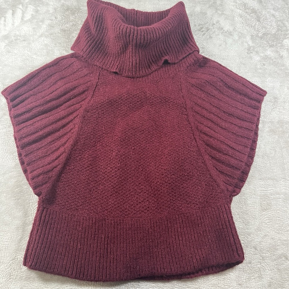 Catherine Malandrino Burgundy‎ Alpaca Knit Cowl Neck Pullover Sweater med/lrg